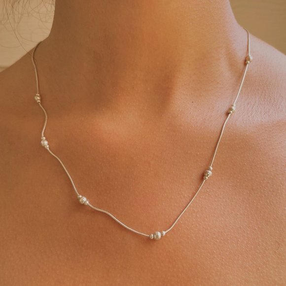 Sterling Silver Beaded Necklace - Picture 1 of 3